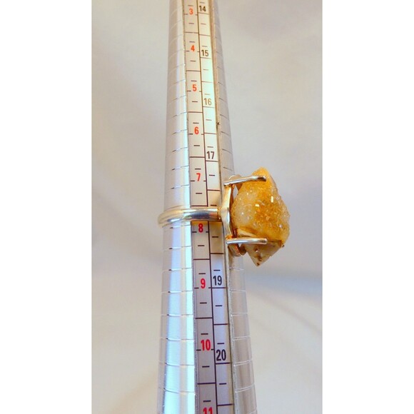 Spiralite Fossilized Quartz Crystal Shell Sterling Silver Ring Size 8 RARE - Picture 9 of 10